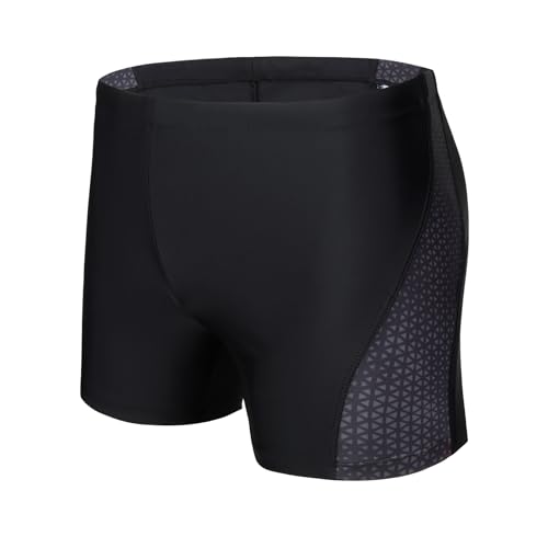 AMZSPORT Bañador de Hombre Secado Rápido Bañadores Boxer con Cordón, Negro L