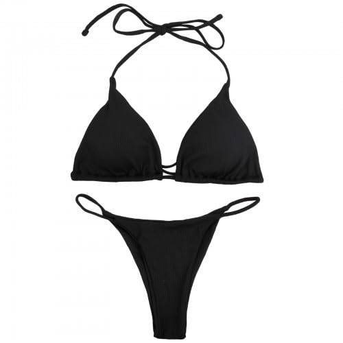 Mujer de Bikini Sets, Tiras Ajustable de Bikini Traje Conjunto Bañador Halter Traje de Baño Dos...