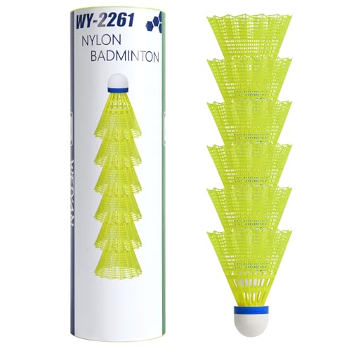 flintronic Volantes de Bádminton, 6PCS Volante de Nailon Duradero para Bádminton con Estabilidad...