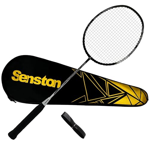 Senston Raqueta de bádminton 100% de carbono completo, ligera, con empuñadura y bolsa