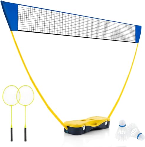 FANTASK Soporte de Red para bádminton, Juego de bádminton portátil, con Raquetas, 2 Volantes, Red...