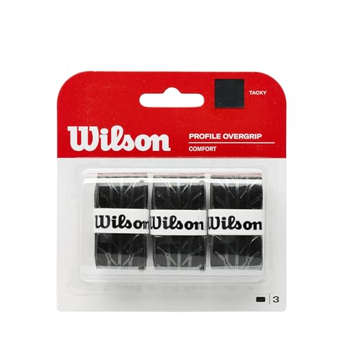 Wilson Profile - Overgrip para Raqueta de Tenis (Pack de 3 Grips), Color Negro, Única