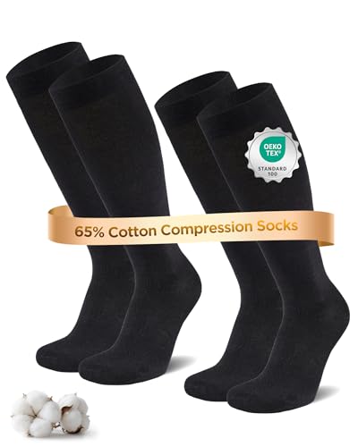 Niofind Medias de Compresion Mujer y Hombre – 2 Pares de Calcetines de Compresión y Calcetines...