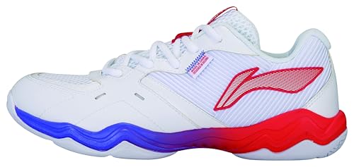LI-NING Zapatillas de bádminton unisex, Blanco Rojo, 42 1/3 EU