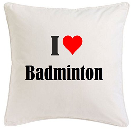 Reifen-Markt la Funda de Almohada I Love Badminton 40cm x 40cm Microfibra Regalo Ideal y la...