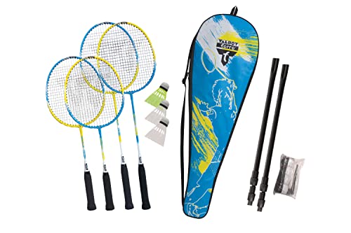 Talbot Torro Set de Bádminton Familiar con Red Ajustable | Juego Completo con 4 Raquetas, 3...