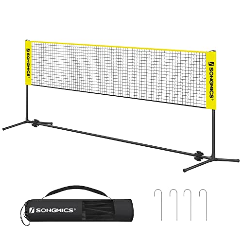 SONGMICS Red de Bádminton de 4 m, Red de Voleibol con Postes Ajustables en Altura, Red Portátil...