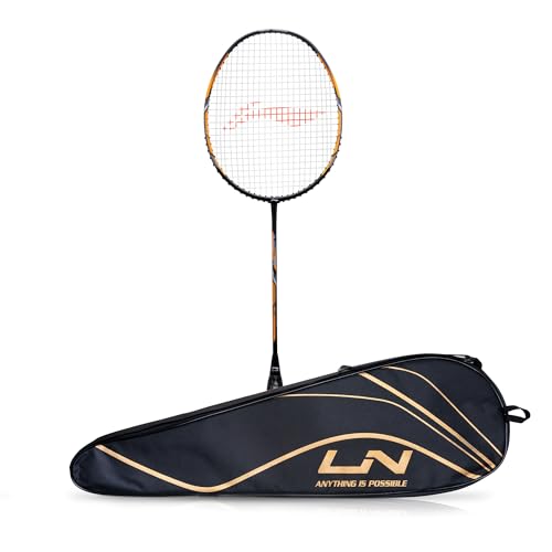 Li-Ning Turbo 99 - Raqueta de bádminton con cuerda de fibra de carbono con cubierta completa...