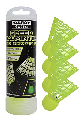 Talbot-Torro Volantes de Speed Badminton LED, 4 Velocidades para Jugar en la Oscuridad, Plumaje...