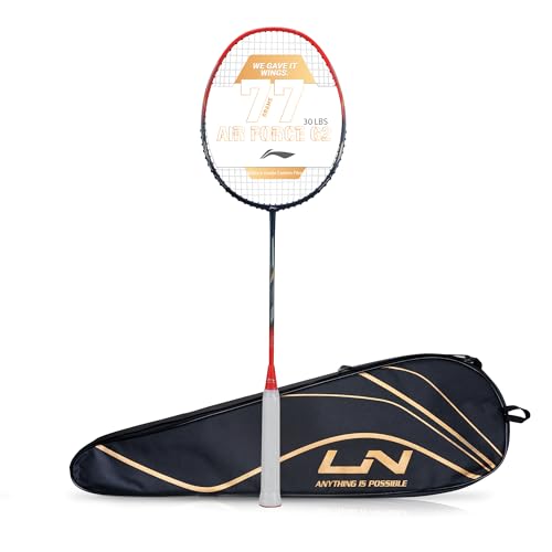 Li-Ning Air Force 77 G2 - Raqueta de bádminton de fibra de carbono con cubierta completa