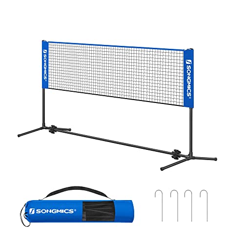 SONGMICS Red de Bádminton de 3 m, Red de Voleibol con Postes Ajustables en Altura, Red Portátil...