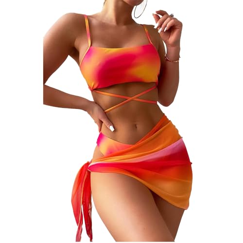 BSLVWG Mujeres Vestido de Bikini de 3 Piezas Halter Bikini Top Sexy Bikinis Triangular Parte...