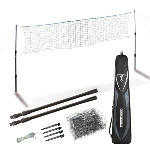 Talbot Torro Set de Red de Badminton Telescópica, Ajustable en Altura: 1,25-1,55m, Ancho 6,10m, en...
