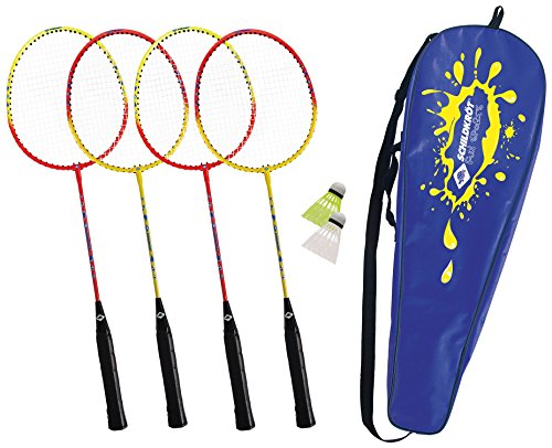 Schildkröt Juego de Badminton para 4 Jugadores, 4 Raquetas, 2 Volantes, en un Estuche de...
