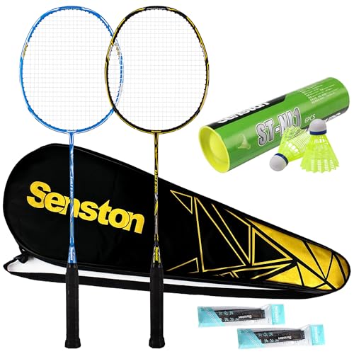 Senston 2 Pieza Grafito Raqueta de Bádminton Conjunto, Incluyendo bádminton Bolsa, 6pcs Volantes...