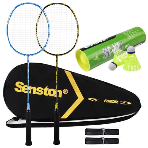 Senston 2 Pieza Grafito Raqueta de Bádminton Conjunto, Incluyendo bádminton Bolsa, 6pcs Volantes...