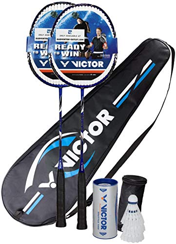 Set de badminton | Victor V-3100 | Juego de badminton | 2 raquetas de badminton 3 volantes y funda |...