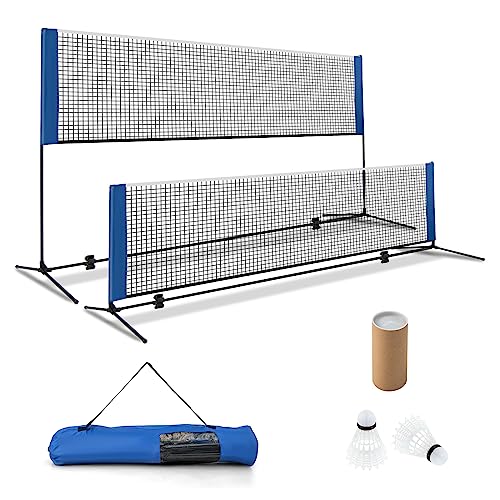 GOPLUS Red de Bádminton Portátil, Red de Tenis Altura Ajustable 89-155 cm, con Bolsa de Transporte...