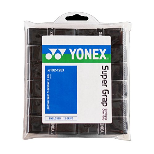 YONEX Overgrip Super GRAP 12er - Mango de Raqueta de Tenis, Color Negro, Talla Standard