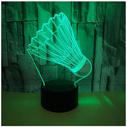 Lámpara 3D creativa de bádminton, regalo de decoración del hogar, luz de noche 3D, encantadora...